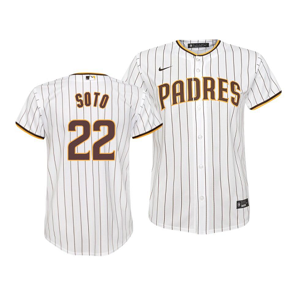 Youth San Diego Padres #22 Juan Soto Cool Base Home White Jersey