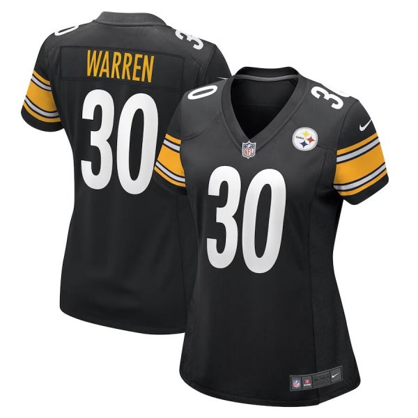 Women's Pittsburgh Steelers #30 Jaylen Warren Nike Black Game Player Jersey