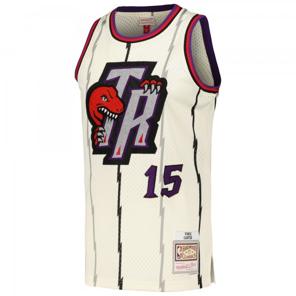 Men's Toronto Raptors Vince Carter Mitchell & Ness Cream Chainstitch Swingman Jersey