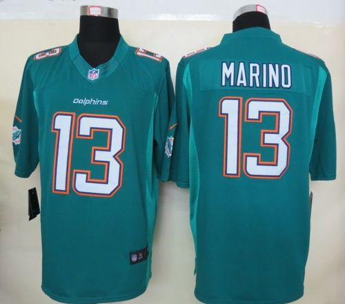 Nike Miami Dolphins #13 Dan Marino Aqua Green Team Color Men's Stitched NFL Limited Jersey