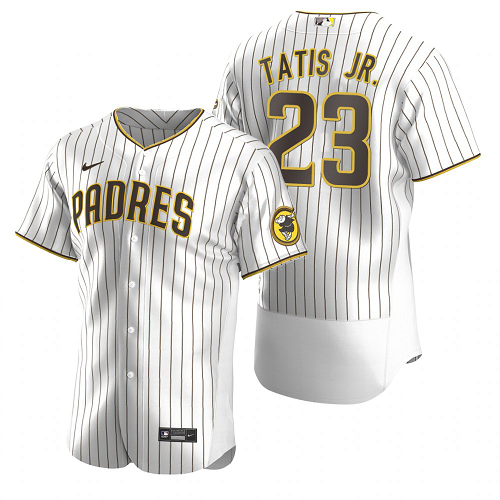 Men's Nike San Diego Padres #23 Fernando Tatis Jr. White Brown MLB Jersey