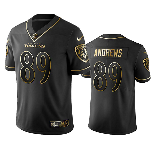 Men's Baltimore Ravens #89 Mark Andrews Black 2019 Golden Edition Limited Stitched NFL Jersey