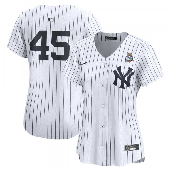 Women's #45 New York Yankees Gerrit Cole Nike White 2024 World Series Limited Player Jersey