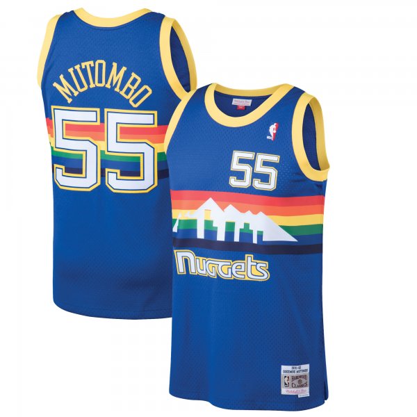 Men's Denver Nuggets Dikembe Mutombo Mitchell & Ness Blue 1991/92 Hardwood Classics Swingman Jersey