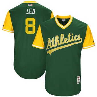 Men's Oakland Athletics #8 Jed Lowrie Jed Majestic Green 2017 Players Weekend Jersey