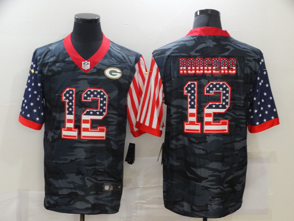 Men's Green Bay Packers #12 Aaron Rodgers USA Camo 2020 Salute To Service Stitched NFL Nike Limited Jersey