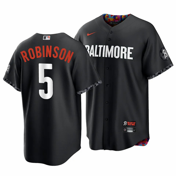 Men's Baltimore Orioles #5 Brooks Robinson 2023 City Connect Black Cool Base Jersey