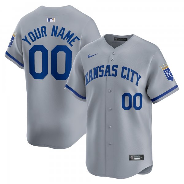 Men's Kansas City Royals  Nike Gray Away Limited Custom Jersey