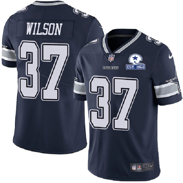 Nike Cowboys #37 Donovan Wilson Navy Blue Team Color Men's Stitched With Established In 1960 Patch NFL Vapor Untouchable Limited Jersey