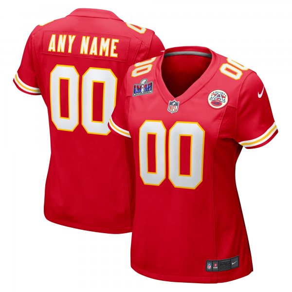 Women's Kansas City Chiefs Nike Red Super Bowl LVIII Patch Custom Game Jersey