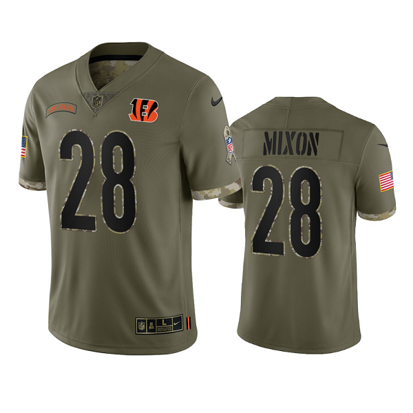 Cincinnati Bengals Joe Mixon Olive 2022 Salute To Service Limited Jersey #28