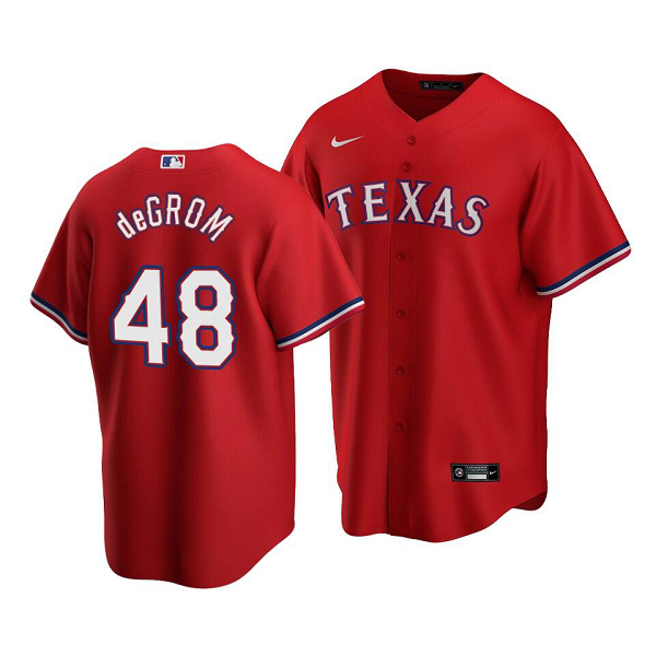 Men's Texas Rangers #48 Jacob deGrom Alternate Red Jersey