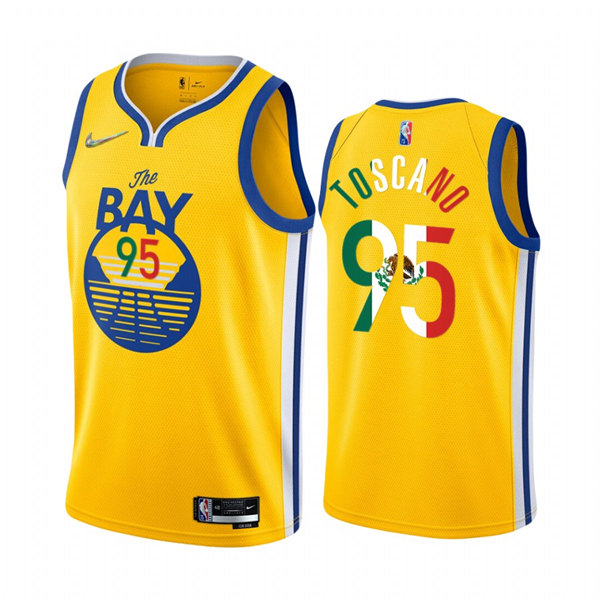 Men's Golden State Warriors #95 Juan Toscano-Anderson 2022 Gold Special Mexico Edition Swingman Stitched NBA Jersey