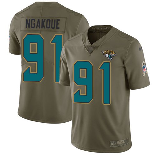 Nike Jacksonville Jaguars #91 Yannick Ngakoue Olive Men's Stitched NFL Limited 2017 Salute To Service Jersey