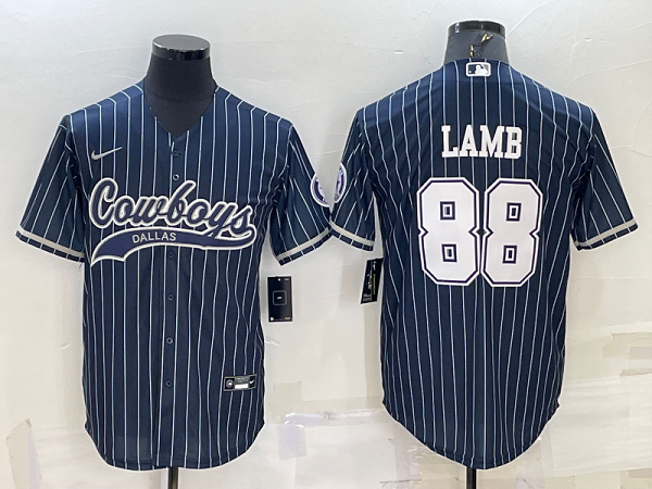 Men's Dallas Cowboys #88 CeeDee Lamb Blue Stitched Baseball Cool Base Jersey