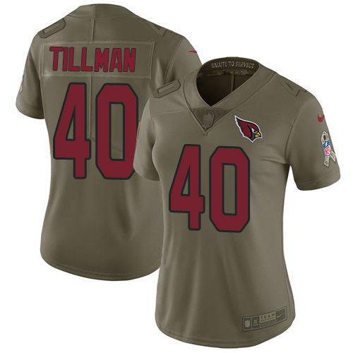 Nike Arizona Cardinals #40 Pat Tillman Olive Women's Stitched NFL Limited 2017 Salute to Service Jersey