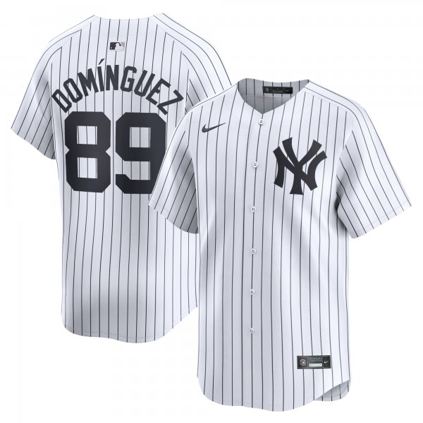 Men's New York Yankees #89 Jasson Dominguez Nike White Home Limited Player Jersey