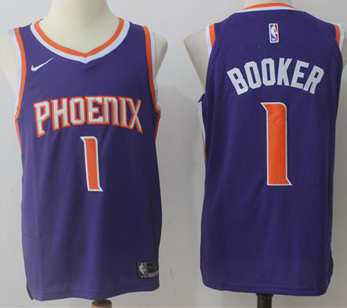 Men's Nike Phoenix Suns #1 Devin Booker Purple Stitched NBA Jersey