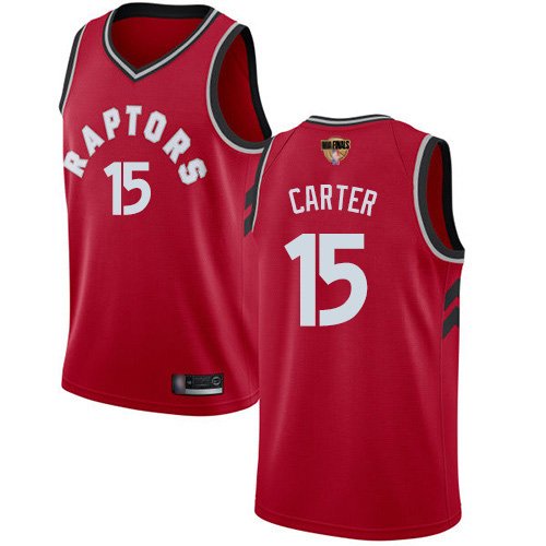 Men's Nike Toronto Raptors #15 Vince Carter Red 2019 Finals Bound Swingman Icon Edition NBA Jersey