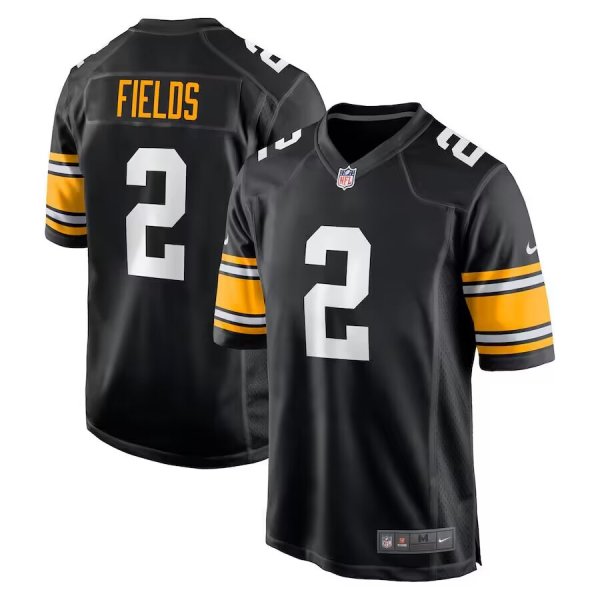 Men's Pittsburgh Steelers #2 Justin Fields Nike Black Alternate Jersey