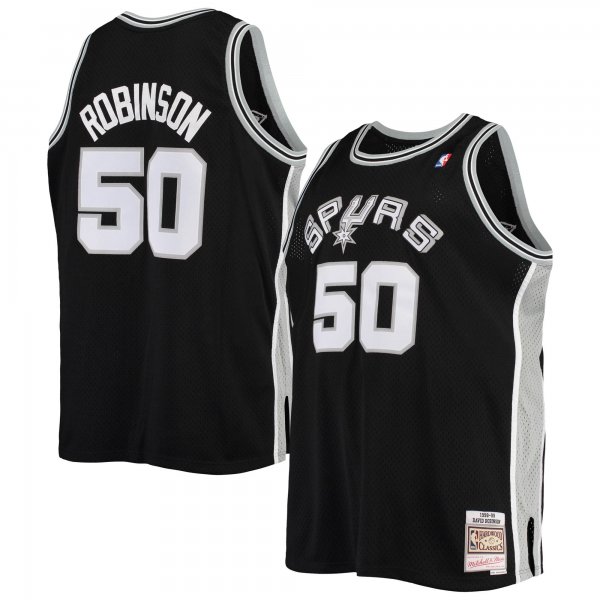 Men's San Antonio Spurs David Robinson Mitchell & Ness Black 1998/99 Big & Tall Hardwood Classics Swingman Jersey