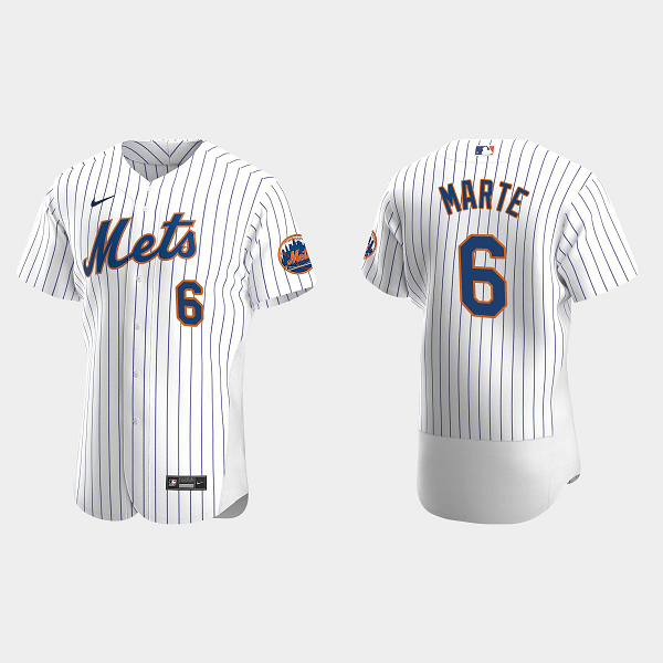 Men's New York Mets #6 Starling Marte White Home Flex Base MLB Jersey