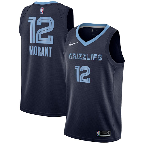 Men's Nike Memphis Grizzlies #12 Ja Morant Navy 2019 NBA Draft First Round Pick Icon Edition Swingman Jersey