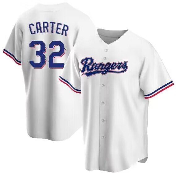 Men's Texas Rangers #32 Evan Carter White Home Cool Base Jersey