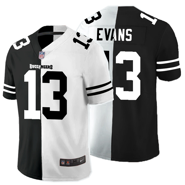 Men's Nike NFL Tampa Bay Buccaneers #13 Mike Evans Black White Peaceful Coexisting Split 2020 Vapor Untouchable Stitched Limited Jersey