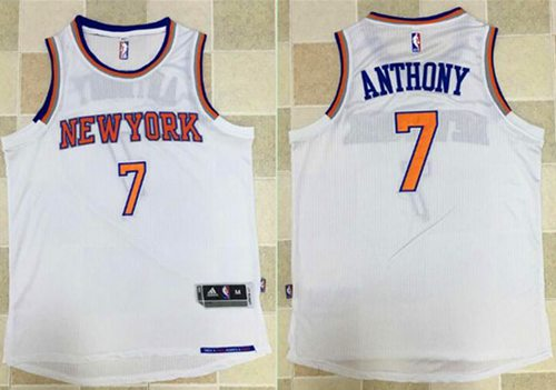 Men's New York Knicks #7 Carmelo Anthony White Revolution 30 Stitched NBA Jersey