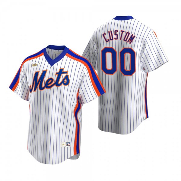 Men's New York Mets Custom Nike White Cooperstown Collection Home Jersey