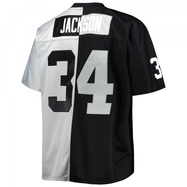 Men's Las Vegas Raiders Bo Jackson Mitchell & Ness Black/Silver Big & Tall Split Legacy Retired Player Replica Jersey