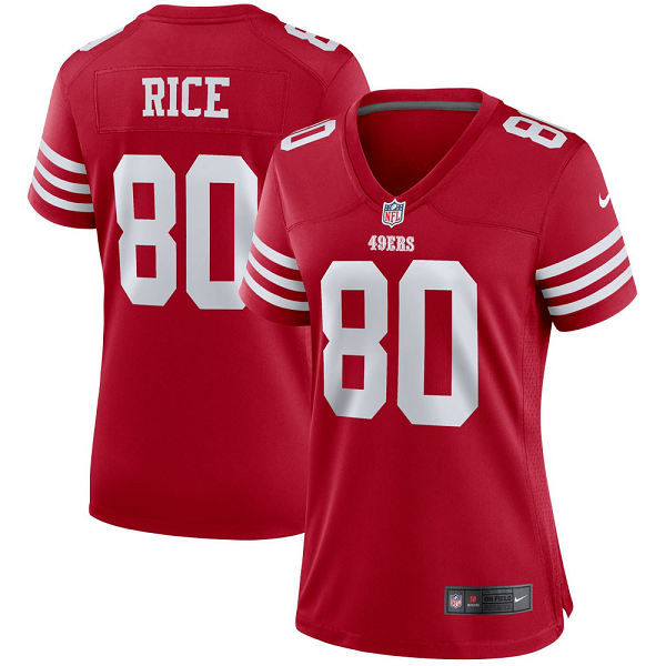 Women's San Francisco 49ers Jerry Rice Nike Scarlet Retired Player Game Jersey-(2022 New Style)