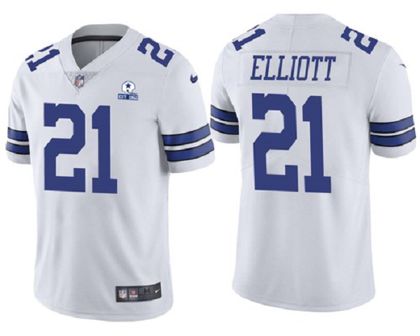 Men's Dallas Cowboys #21 Ezekiel Elliott 60th Anniversary White Vapor Untouchable Stitched NFL Nike Limited Jersey