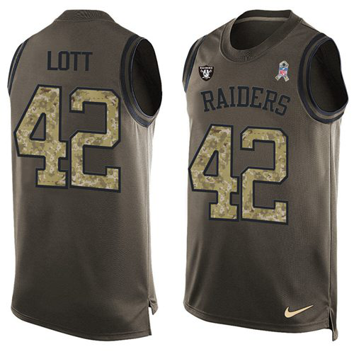 Nike Las Vegas Raiders #42 Ronnie Lott Green Men's Stitched NFL Limited Salute To Service Tank Top Jersey