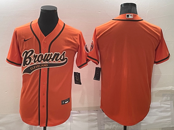 Men's Cleveland Browns Blank Orange Stitched Baseball Cool Base Jersey