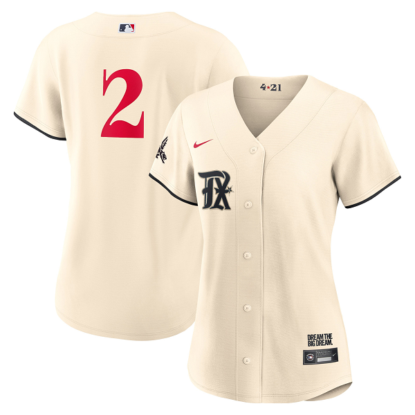 Women's Texas Rangers Marcus Semien #2 Nike Cream 2023 City Connect Cool Base Jersey