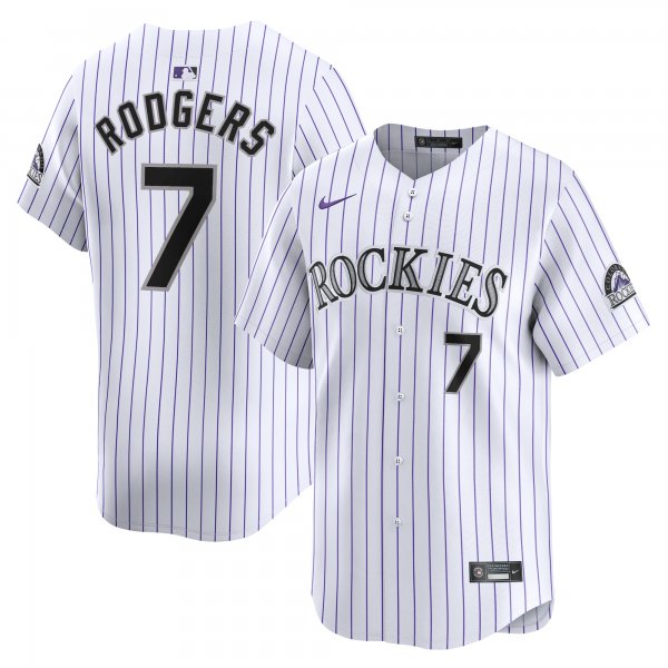 Men's Colorado Rockies Brendan Rodgers Nike White Home Limited Player Jersey