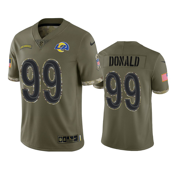 Los Angeles Rams Aaron Donald Olive 2022 Salute To Service Jersey #99