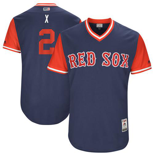 Red Boston Red Sox #2 Xander Bogaerts Navy "X" Players Weekend Stitched MLB Jersey