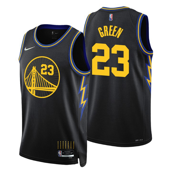 Golden State Warriors #23 Draymond Green 2021-22 City Edition Black celebrateing NBA 75th Jersey