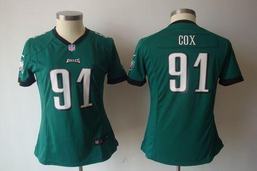 Nike Philadelphia Eagles #91 Fletcher Cox Midnight Green Team Color Women's NFL Game Jersey