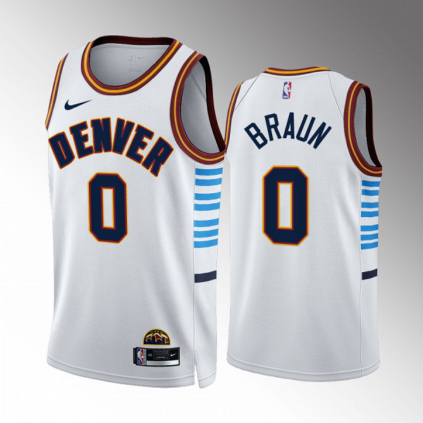 Men's NBA Denver Nuggets Christian Braun White #0 2022-23 City Edition Jersey