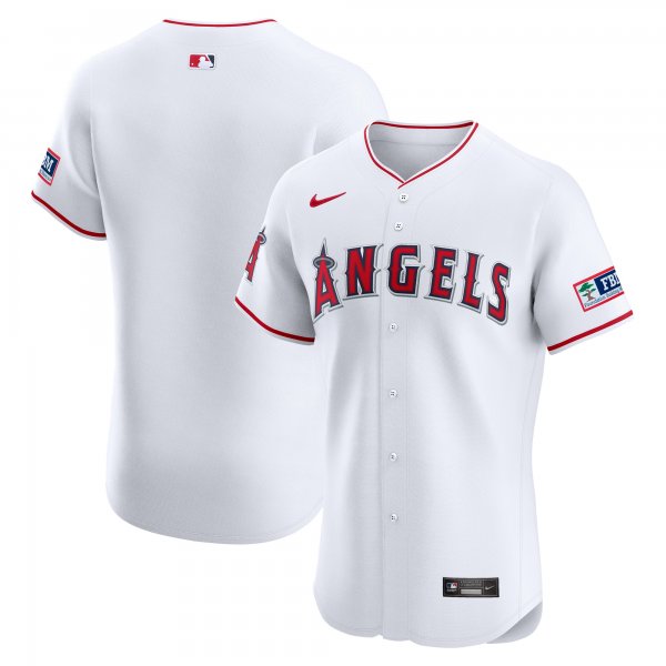 Men's Los Angeles Angels Nike White Home Elite Patch Jersey