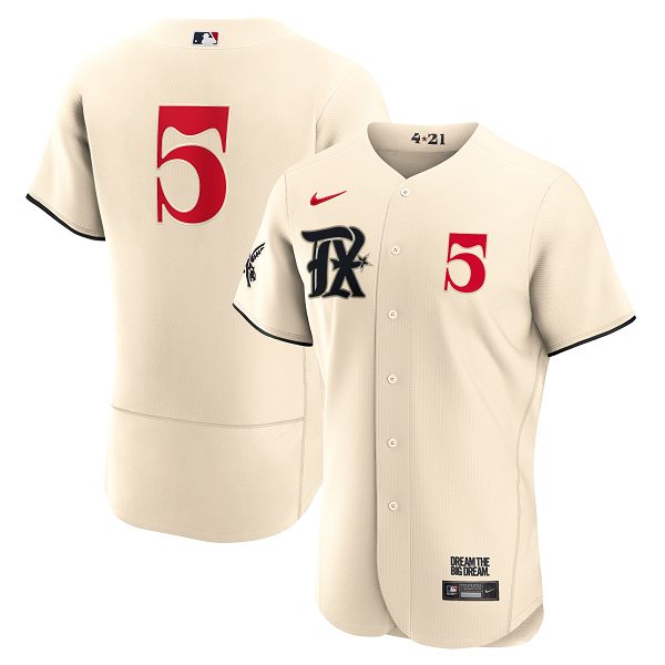 Men's Texas Rangers Corey Seager #5 Nike Cream 2023 City Connect Flex Base Player Jersey