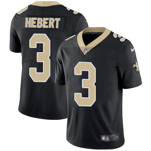 Men's Nike New Orleans Saints #3 Bobby Hebert Black Team Color Stitched NFL Vapor Untouchable Limited Jersey