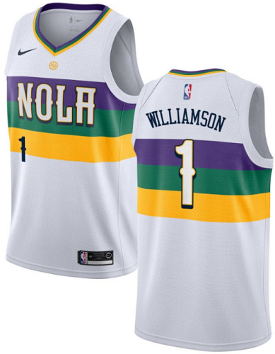 Men's Nike New Orleans Pelicans #1 Zion Williamson White City Edition NBA Jersey