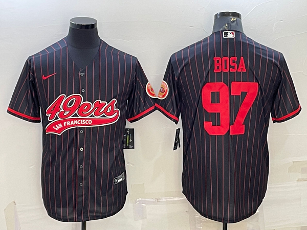 Men's San Francisco 49ers #97 Nick Bosa Black Stitched Baseball Cool Base Jersey