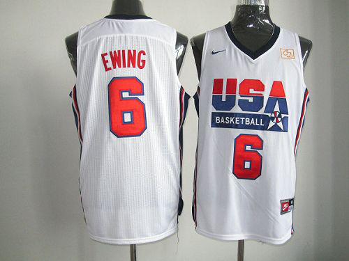 Nike Men's Team USA #6 Patrick Ewing White 2012 USA Basketball Retro Stitched NBA Jersey