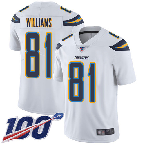 Los Angeles Chargers #81 Mike Williams White Men's Stitched NFL 100th Season Vapor Limited Jersey